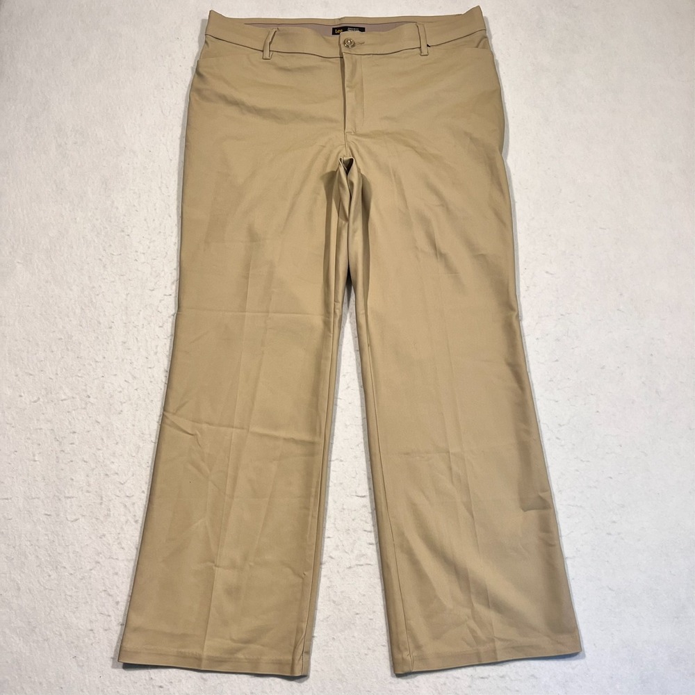 Lee Pants Trouser Regular Fit Flex Motion Mid Rise Chino Khaki Women's 16S 38x30